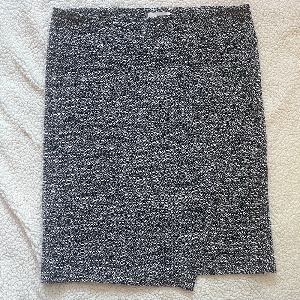 LOFT Black White Stretch Tweed Style Pencil Skirt L 
Collegiate 
Academia